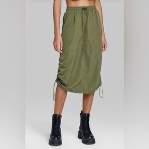 NWT Wild Fable Green Ruched Midi Pencil Skirt